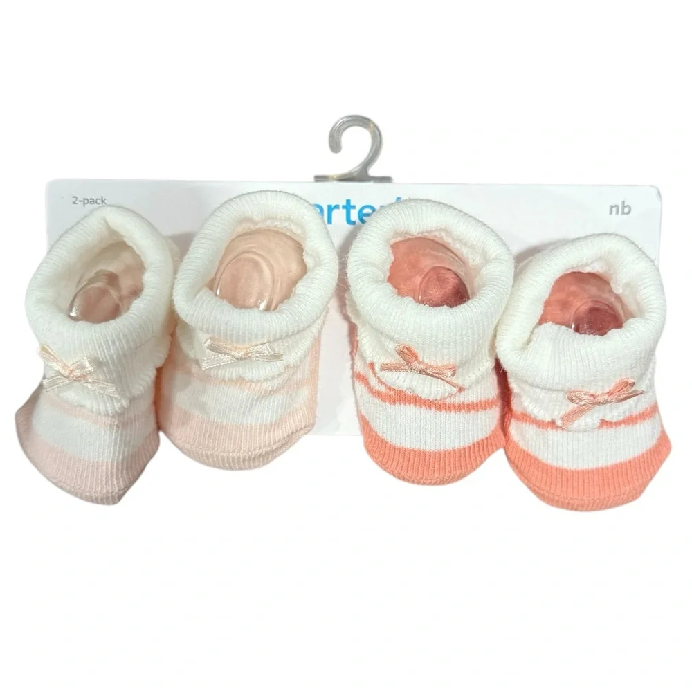 Carter's Two Set Baby Bootie Socks, size Newborn NWT